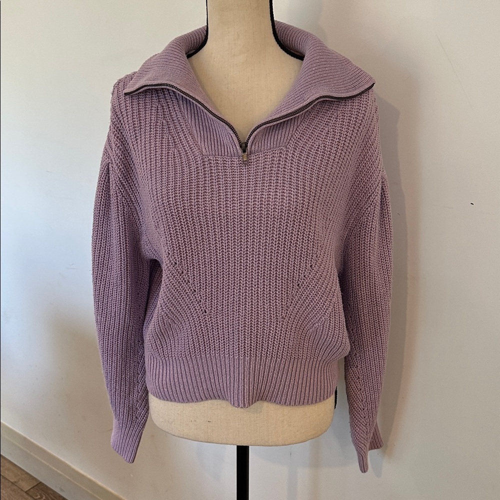 Retrod Conscious L Women's Purple High-Neck Sweater 3/4 zip